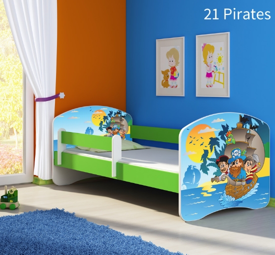 Slika Dječji krevet ACMA s motivom, bočna zelena 180x80 cm 21-pirates