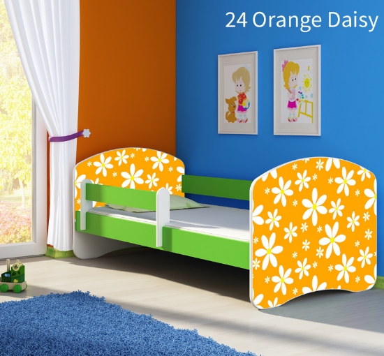 Slika Dječji krevet ACMA s motivom, bočna zelena 180x80 cm 24-orange-daisy