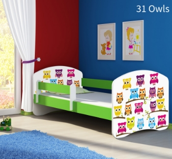 Slika Dječji krevet ACMA s motivom, bočna zelena 180x80 cm 31-owls