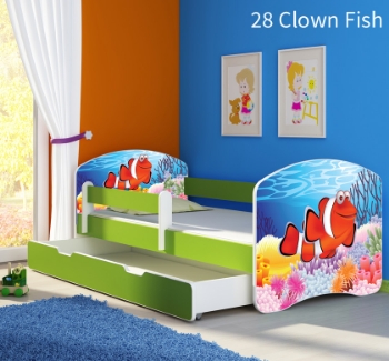 Slika Dječji krevet ACMA s motivom, bočna zelena + ladica 160x80 cm  - 28 Clown Fish