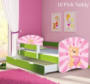 Slika Dječji krevet ACMA s motivom, bočna zelena + ladica 180x80 cm - 10 Pink Teddy Bear