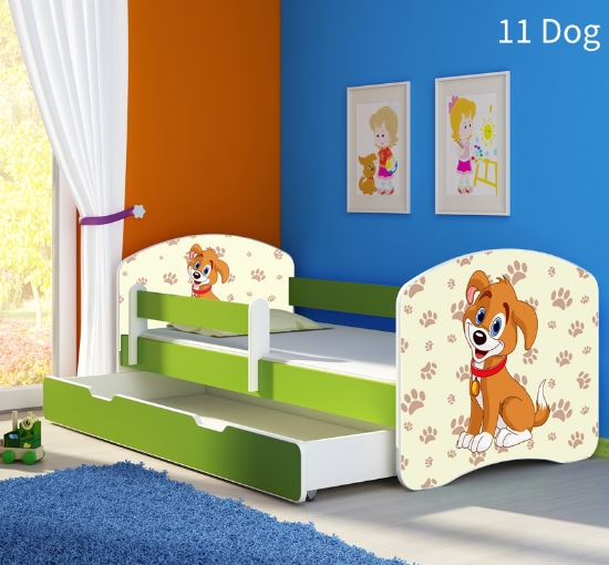 Slika Dječji krevet ACMA s motivom, bočna zelena + ladica 180x80 cm - 11 Dog