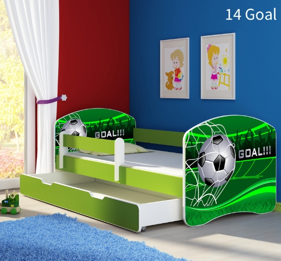 Slika Dječji krevet ACMA s motivom, bočna zelena + ladica 180x80 cm - 14 Goal