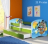 Slika Dječji krevet ACMA s motivom, bočna zelena + ladica 180x80 cm - 21 Pirates