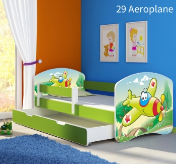 Slika Dječji krevet ACMA s motivom, bočna zelena + ladica 180x80 cm - 29 Aeroplane