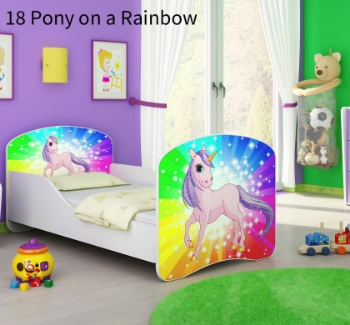 Slika Dječji krevet ACMA s motivom 160x80 cm - 18 Pony on a rainbow