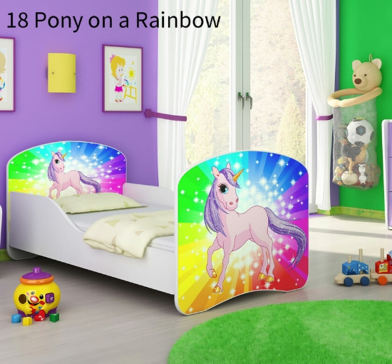 Slika Dječji krevet ACMA s motivom 160x80 cm - 18 Pony on a rainbow