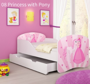 Slika Dječji krevet ACMA s motivom + ladica 140x70 cm - 08 Princess with Pony