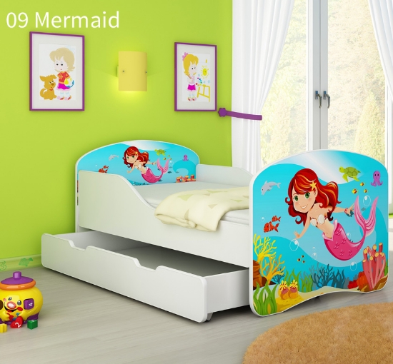 Slika Dječji krevet ACMA s motivom + ladica 140x70 cm - 09 Mermaid