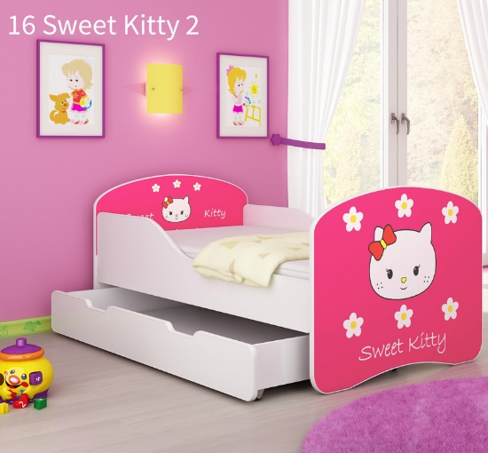 Slika Dječji krevet ACMA s motivom + ladica 140x70 cm - 16 Sweet Kitty 2