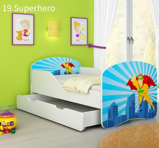 Slika Dječji krevet ACMA s motivom + ladica 140x70 cm 19-superhero