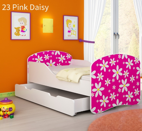 Slika Dječji krevet ACMA s motivom + ladica 140x70 cm 23-pink-daisy