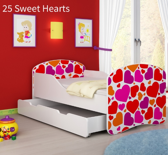 Slika Dječji krevet ACMA s motivom + ladica 140x70 cm 25-sweet-hearts