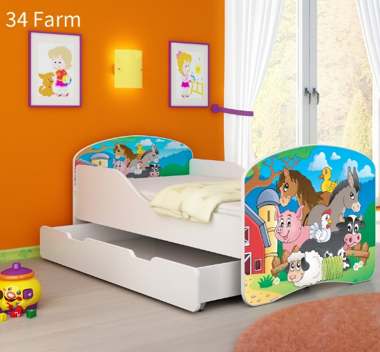 Slika Dječji krevet ACMA s motivom + ladica 140x70 cm 34-farm