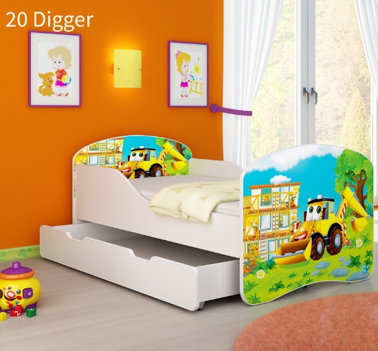 Slika Dječji krevet ACMA s motivom + ladica 160x80 cm 20-digger