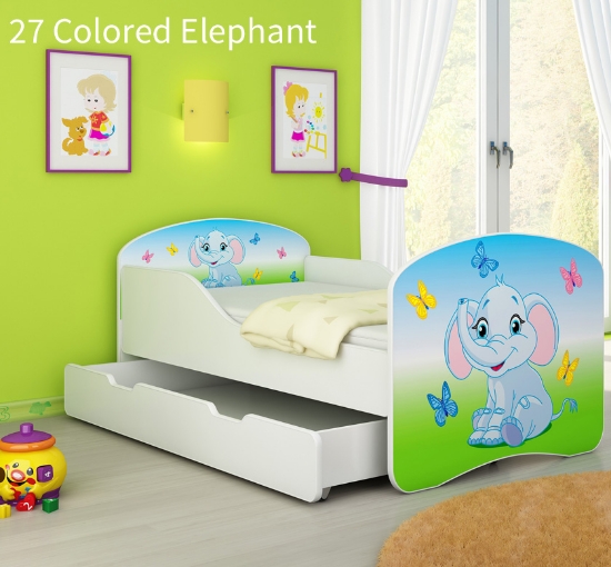 Slika Dječji krevet ACMA s motivom + ladica 160x80 cm 27-colored-elephant