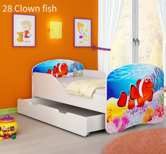 Slika Dječji krevet ACMA s motivom + ladica 160x80 cm 28-clown-fish
