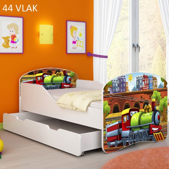Slika Dječji krevet ACMA s motivom + ladica 160x80 cm 44-vlak