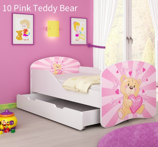 Slika Dječji krevet ACMA s motivom + ladica 180x80 cm - 10 Pink Teddy Bear