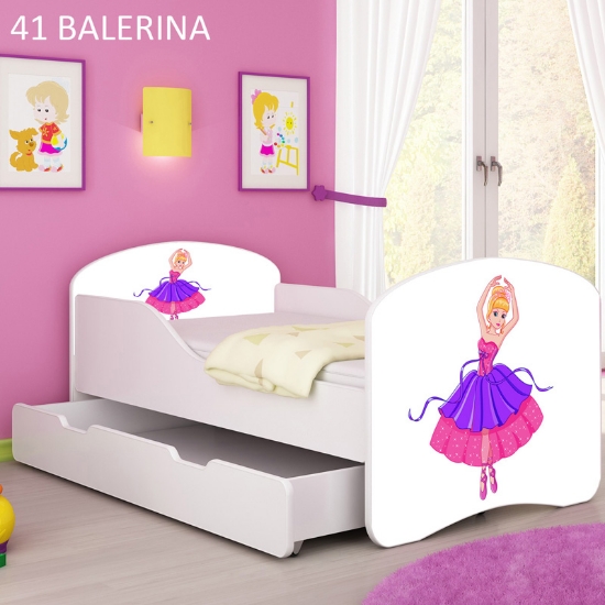 Slika Dječji krevet ACMA s motivom + ladica 180x80 cm 41-balerina