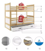 Slika BMS Rico krevet na kat + ladica 200 x 90 cm, PINE/roza