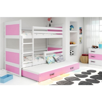 Slika Krevet BMS Rico na kat za 3 osobe 160x80 cm, BIA - roza