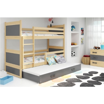 Slika Krevet BMS Rico na kat za 3 osobe 190x80 cm, PINE - grafit, 160x80