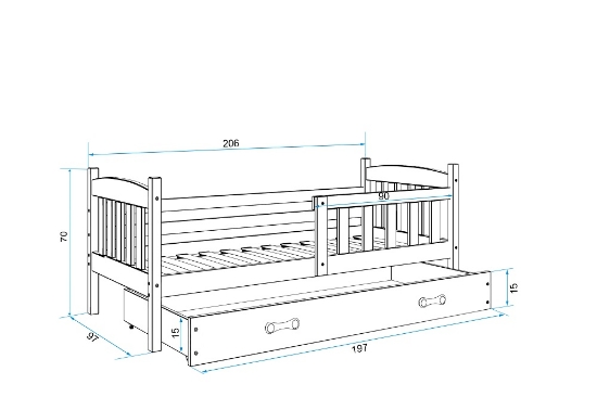 Slika Krevet ladica 200 x 90 cm BIA sivi BMS Kubus 