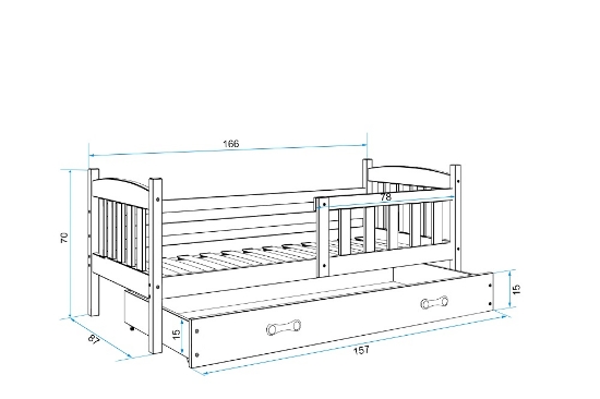 Slika BMS Kubus krevet + ladica 160 x 80 cm, PINE/bijela