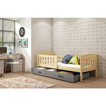 Slika BMS Kubus krevet + ladica 160 x 80 cm, PINE/siva