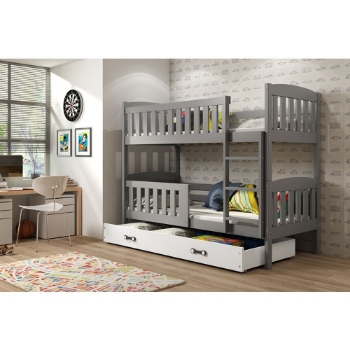 Slika BMS Kubus krevet na kat + ladica 200 x 90 cm, GRF/bijela