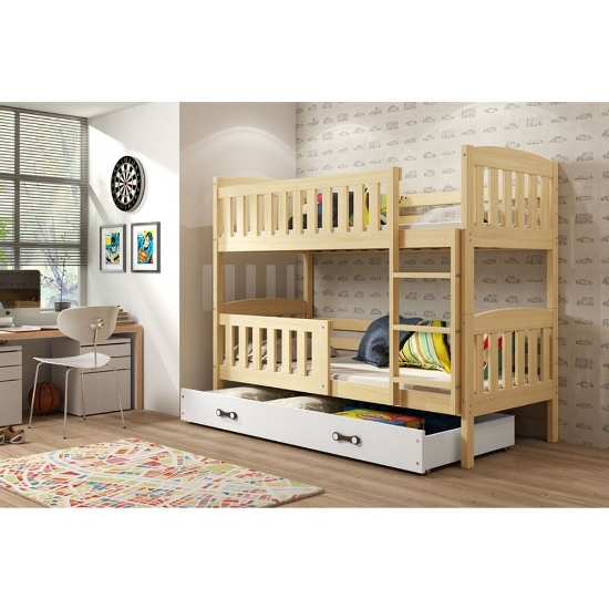 Slika BMS Kubus krevet na kat + ladica 200 x 90 cm, PINE/bijela