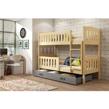 Slika Krevet BMS Kubus na kat + ladica 200x90 cm, PINE - grafit