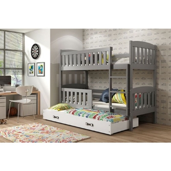 Slika Krevet BMS Kubus na kat za 3 osobe 190x80 cm, GRF - Bijela