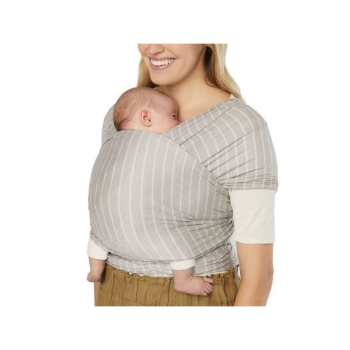 Slika Marama za nošenje beba Aura Sustainable Knit, Grey Stripes - Ergobaby