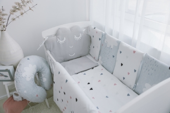 Slika Posteljina 10-djelna Uspavani oblak sivo-roza BUBABA BY FREEON