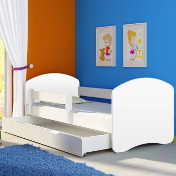 Slika Dječji krevet bez motiva bočna bijela + ladica 160x80 cm - ACMA