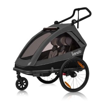 Prikažite detalje za  Dječja kolica i prikolica za bicikl za dvoje djece Cam Crna  - Lionelo Slika  Dječja kolica i prikolica za bicikl za dvoje djece Cam Crna  - Lionelo