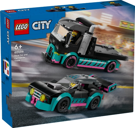 Slika LEGO® CITY 60406 Trkaći auto i kamion za prijevoz automobila