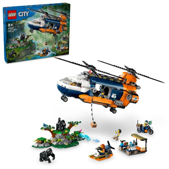 Slika LEGO® CITY 60437 Helikopter istraživača prašume u bazi  