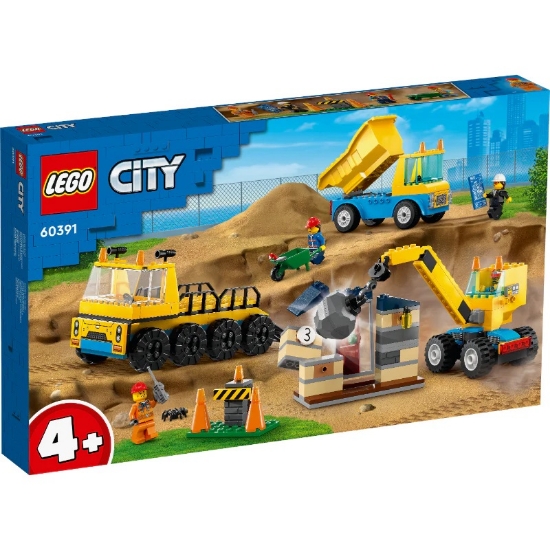 Slika LEGO® CITY 60391 Građevinski kamioni i kran s kuglom za rušenje