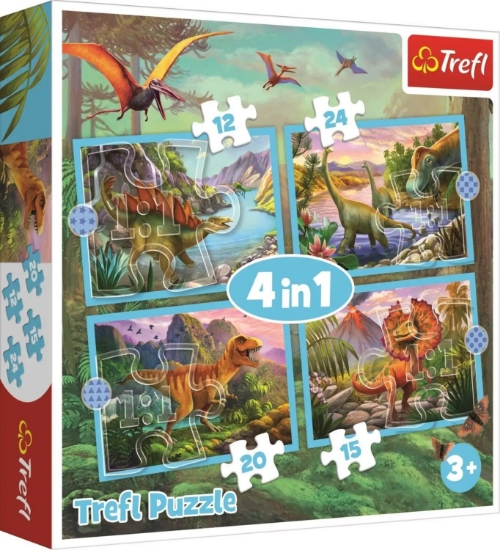 Slika  Puzzle dinosauri, 4u1 (12,15,20,24) 34609 - TREFL