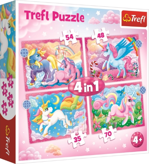 Slika Puzzle magičan jednorog, 4u1 (35,48,54,70) 34389 - TREFL