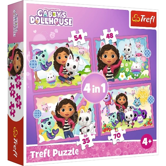 Slika  Puzzle Gabby's Dollhouse 4u1 (35,48,54,70) 34620 -TREFL