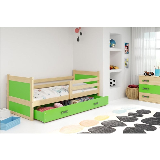 Slika BMS Rico krevet + ladica 200 x 90 cm, PINE/zelena