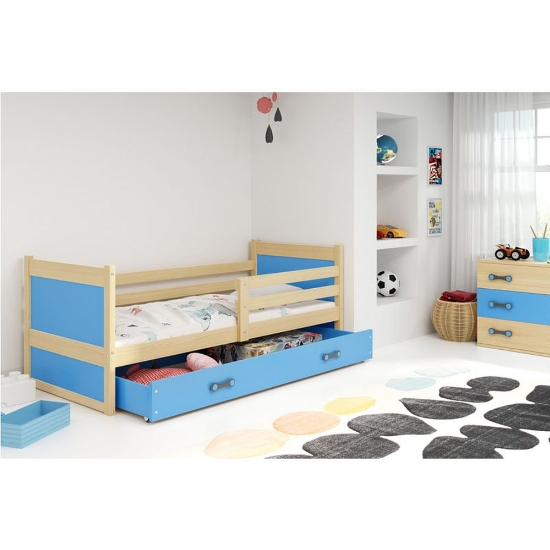 Slika BMS Rico krevet + ladica 190 x 80 cm, PINE/plava