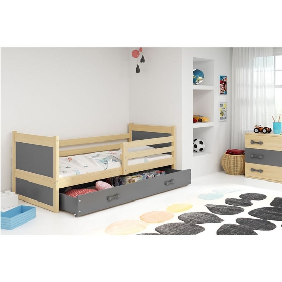 Slika BMS Rico krevet + ladica 190 x 80 cm, PINE/grafit