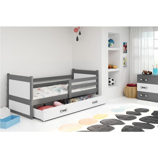 Slika BMS Rico krevet + ladica 200 x 90 cm, GRF/bijela