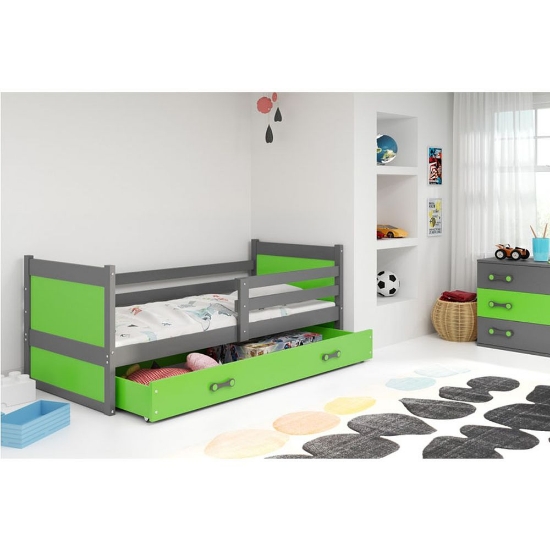 Slika BMS Rico krevet + ladica 190 x 80 cm, GRF/zelena