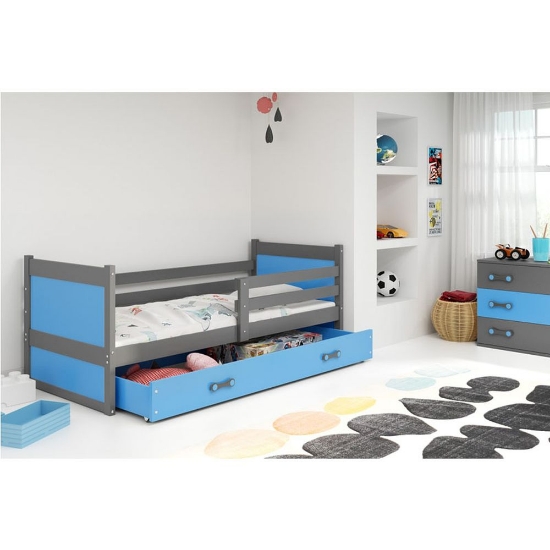 Slika BMS Rico krevet + ladica 190 x 80 cm, GRF/plava